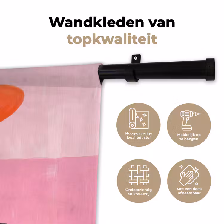 Vrouw - Hoed - Mode - Modern - Oranje Wandkleed katoen klein -sfeer2