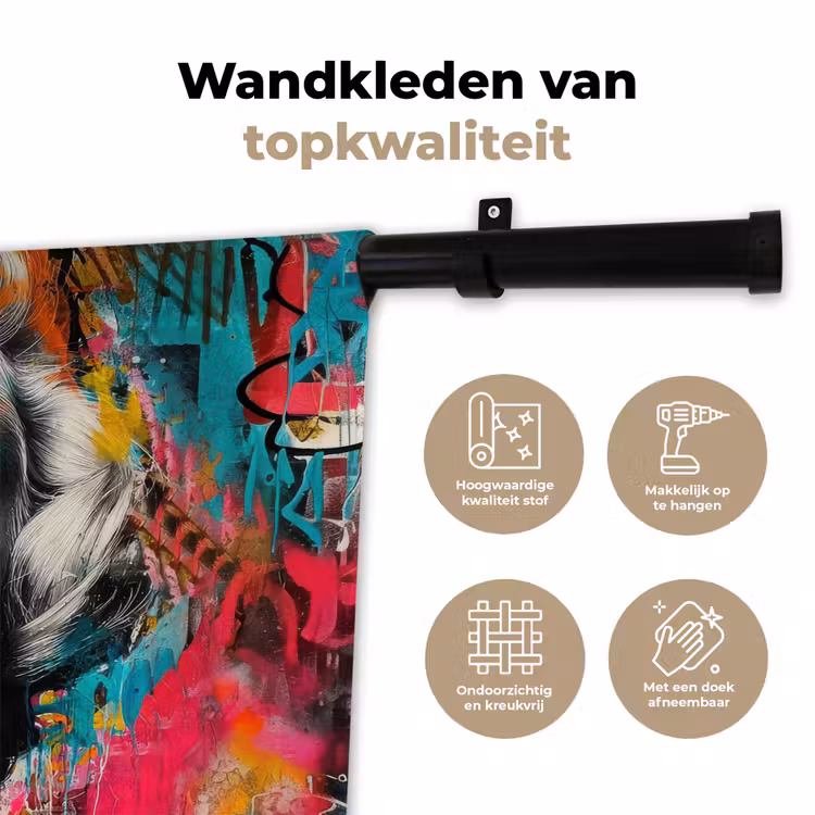 Vrouw - Kauwgom - Graffiti - Neonkleuren Wandkleed katoen klein -sfeer2