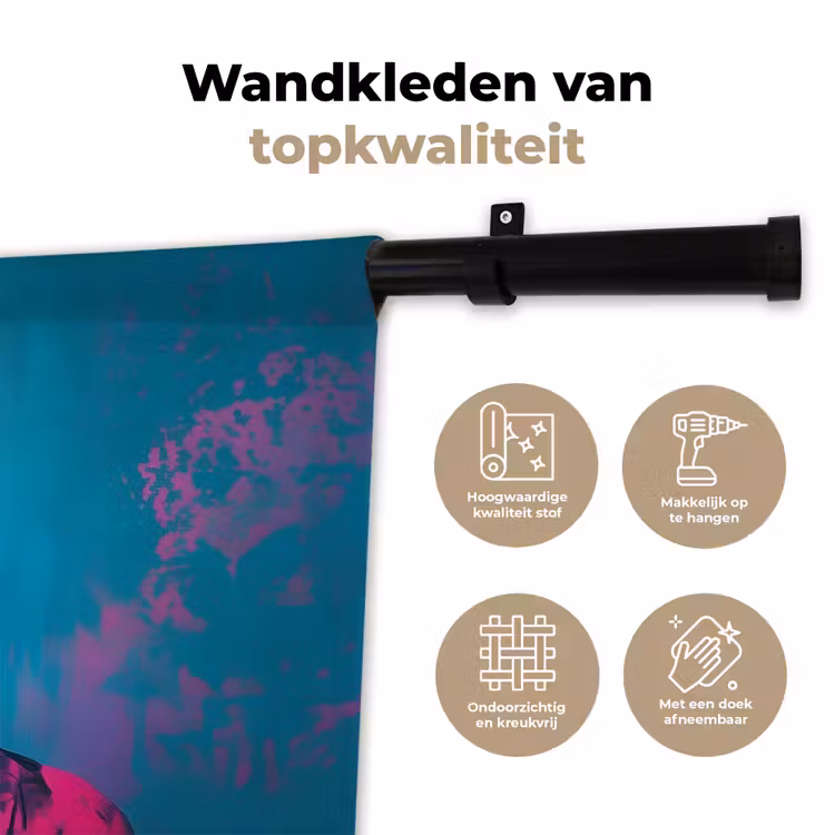 Vrouw - Kauwgom - Zonnebril - Oranje Wandkleed katoen klein -sfeer2