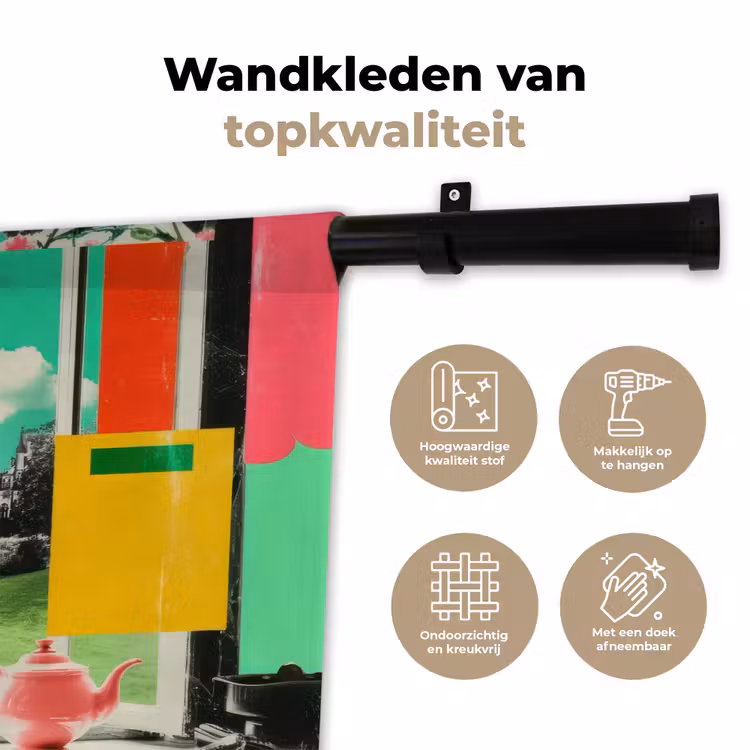 Vrouw - Keuken - Katten - Doorkijk Wandkleed katoen klein -sfeer2