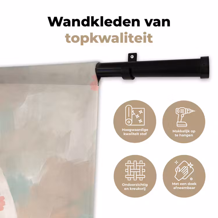 Vrouw - Kimono - Pastel Wandkleed katoen klein -sfeer2
