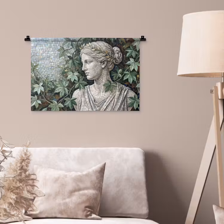 Vrouw - Klassiek - Mozaiëk - Natuur - Groen Wandkleed katoen klein -sfeer4