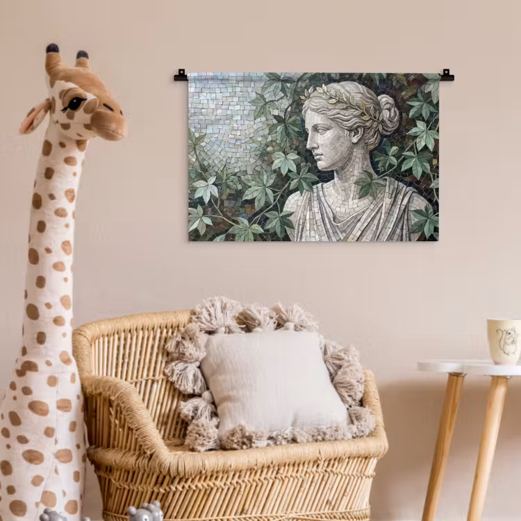 Vrouw - Klassiek - Mozaiëk - Natuur - Groen Wandkleed katoen klein -wsfeer5_kind