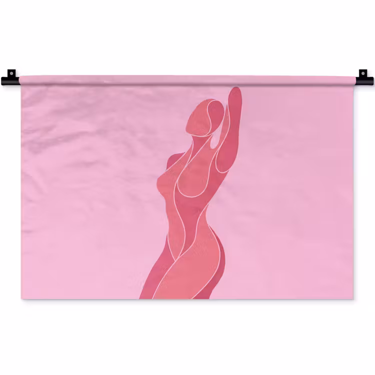 Vrouw - Lichaam - Abstract - Roze Wandkleed katoen klein -zz3d