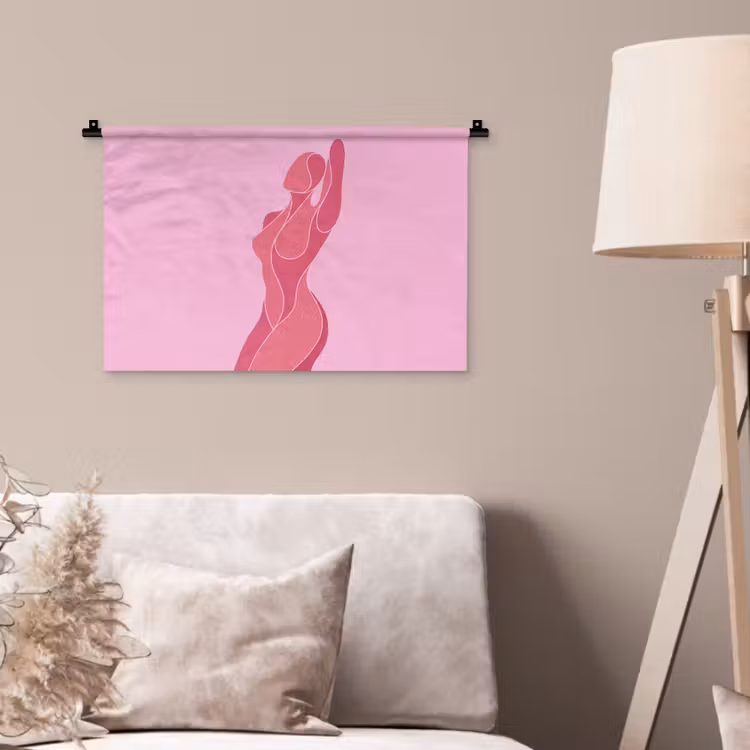 Vrouw - Lichaam - Abstract - Roze Wandkleed katoen klein -sfeer4