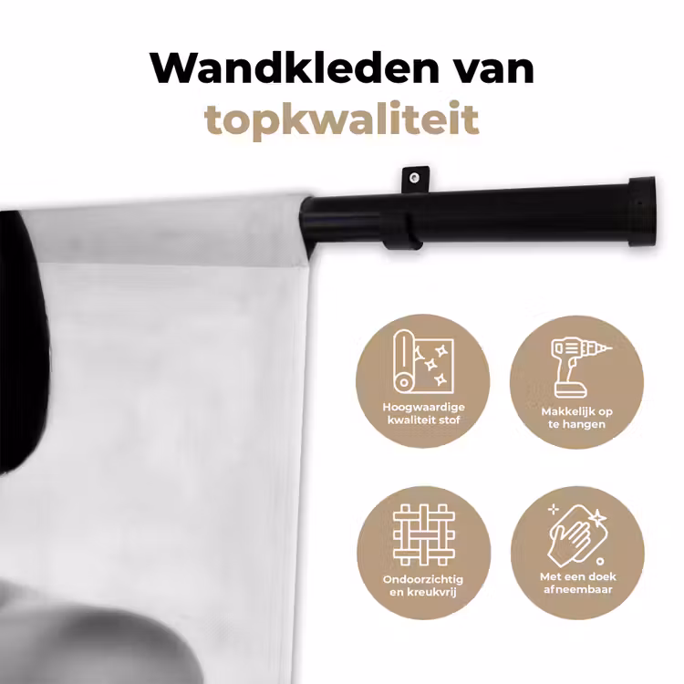 Vrouw - Lolly - Zwart - Wit Wandkleed katoen klein -sfeer2