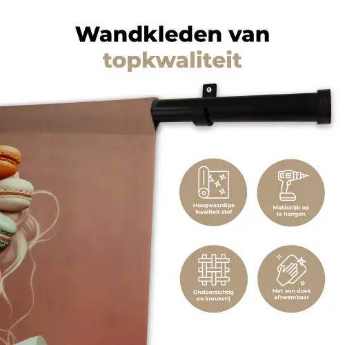 Vrouw - Macarons - Bril Wandkleed katoen klein -sfeer2
