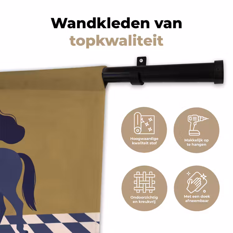 Vrouw - Paard - Rijden - Modern - Abstract Wandkleed katoen klein -sfeer2
