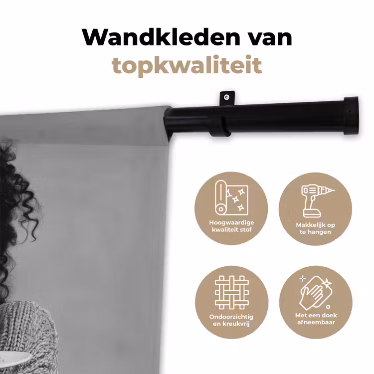 Vrouw - Pasta - Zwart - Wit Wandkleed katoen klein -sfeer2