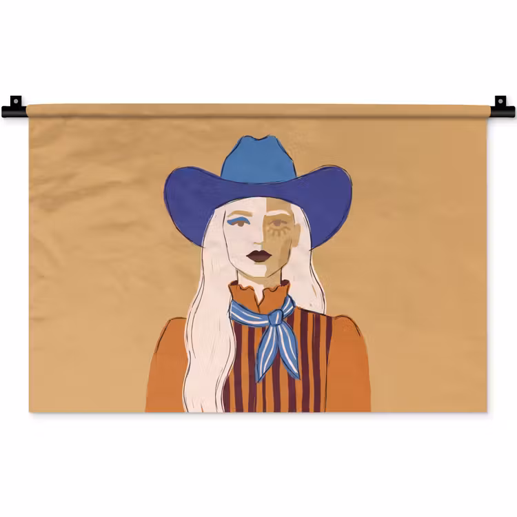 Vrouw - Portret - Abstract - Kleurrijk - Modern Wandkleed katoen klein -zz3d