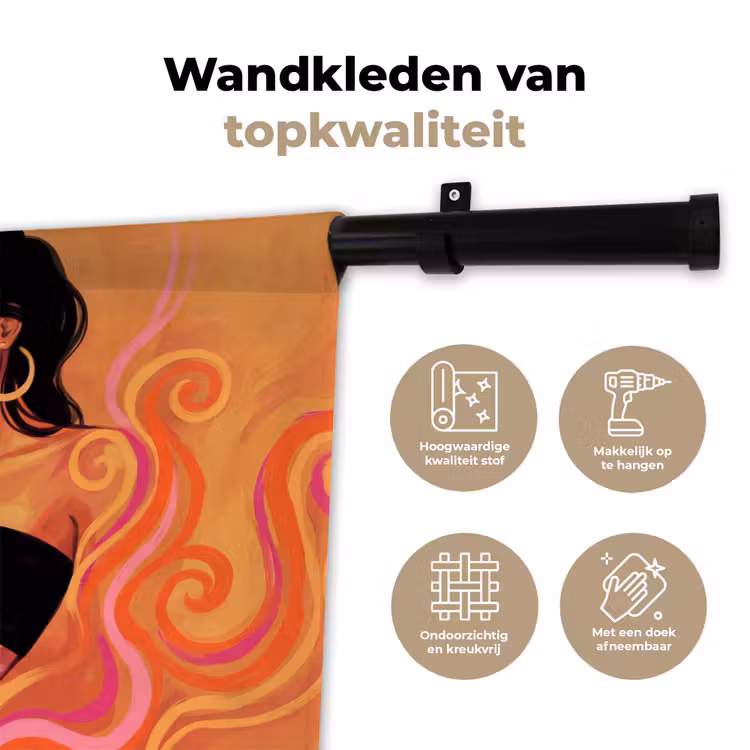 Vrouw - Portret - Abstract - Modern - Kleurrijk Wandkleed katoen klein -sfeer2