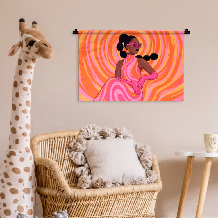 Vrouw - Portret - Kunst - Abstract - Roze Wandkleed katoen klein -wsfeer5_kind