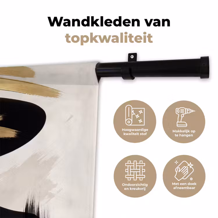 Vrouw - Portret - Modern - Goud - Kunst Wandkleed katoen klein -sfeer2