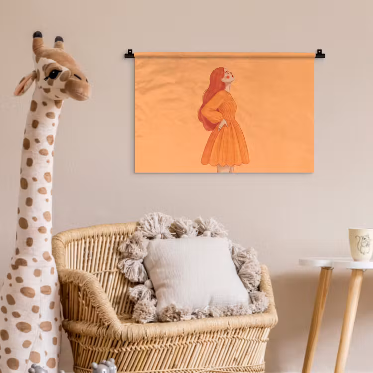 Vrouw - Profiel - Mensen - Modern - Oranje Wandkleed katoen klein -wsfeer5_kind