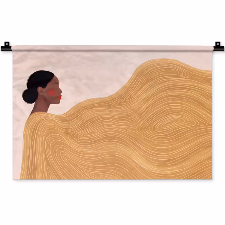 Vrouw - Profiel - Modern - Abstract - Kunst Wandkleed katoen klein -zz3d
