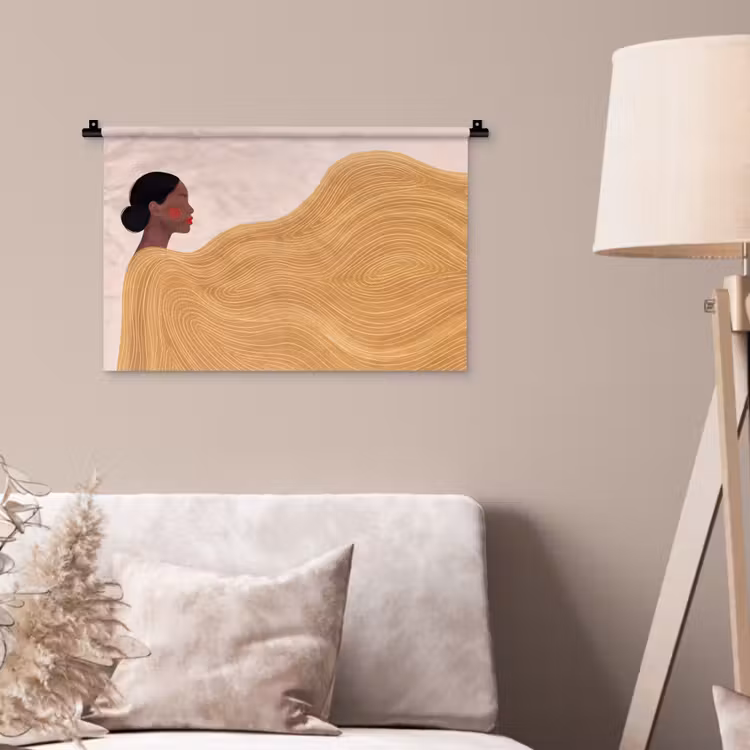 Vrouw - Profiel - Modern - Abstract - Kunst Wandkleed katoen klein -sfeer4
