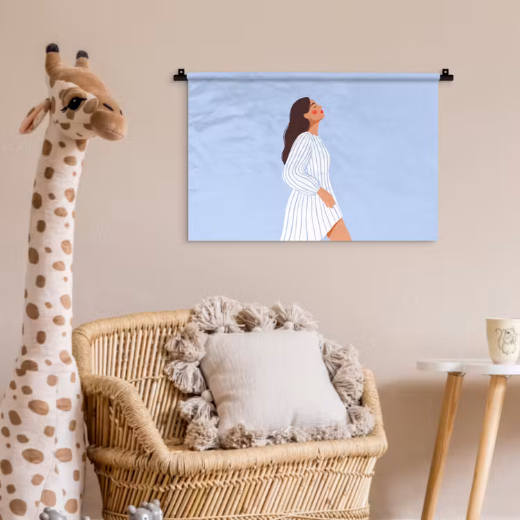 Vrouw - Profiel - Rust - Modern - Illustratie Wandkleed katoen klein -wsfeer5_kind