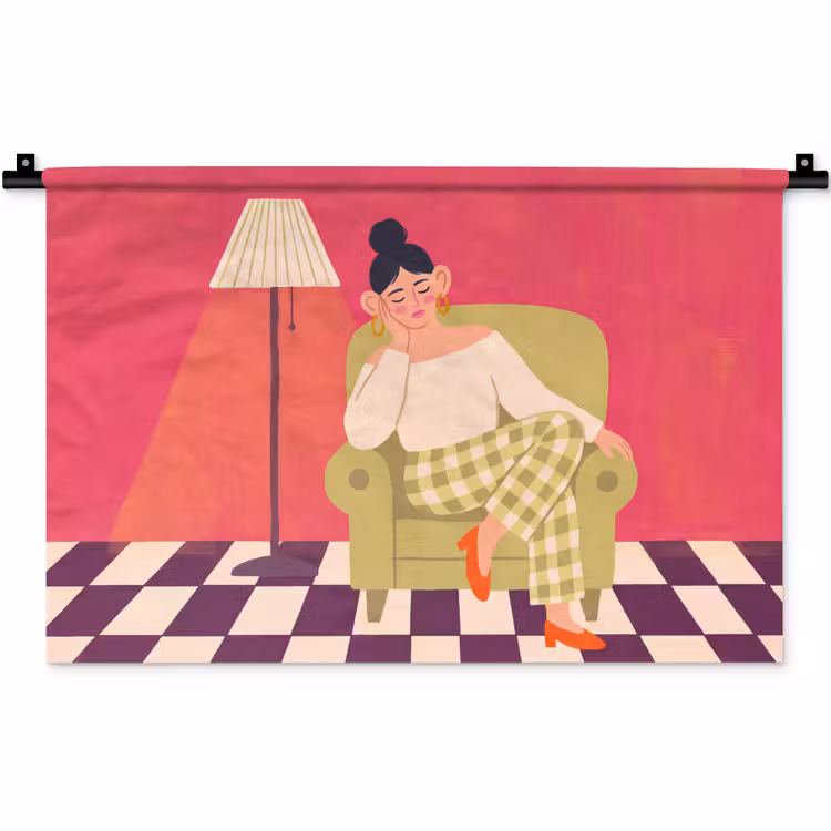 Vrouw - Rust - Interieur - Modern - Kunst Wandkleed katoen klein -zz3d