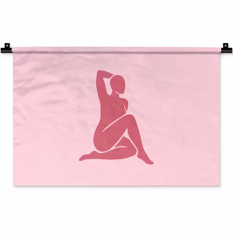 Vrouw - Silhouet - Abstract - Modern - Roze Wandkleed katoen klein -zz3d