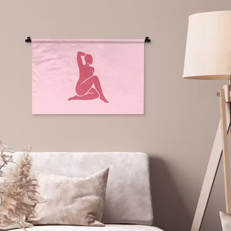 Vrouw - Silhouet - Abstract - Modern - Roze Wandkleed katoen klein -sfeer4