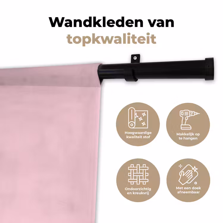 Vrouw - Silhouet - Abstract - Modern - Roze Wandkleed katoen klein -sfeer2