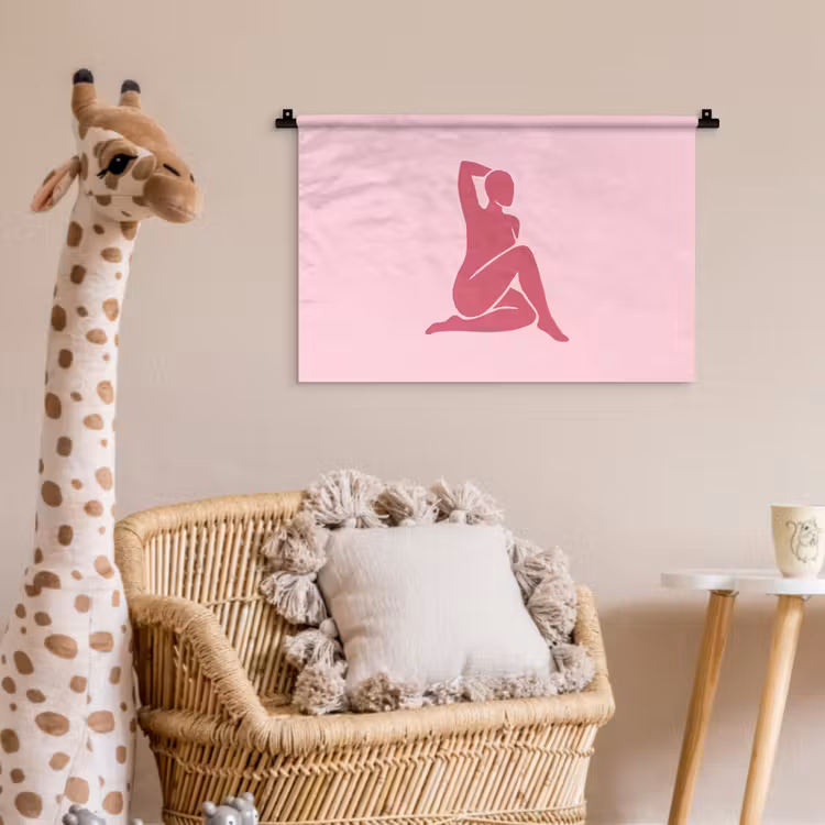Vrouw - Silhouet - Abstract - Modern - Roze Wandkleed katoen klein -wsfeer5_kind