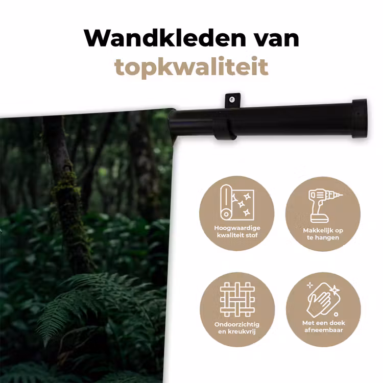 Vrouw - Slang - Natuur - Mystiek - Groen Wandkleed katoen klein -sfeer2