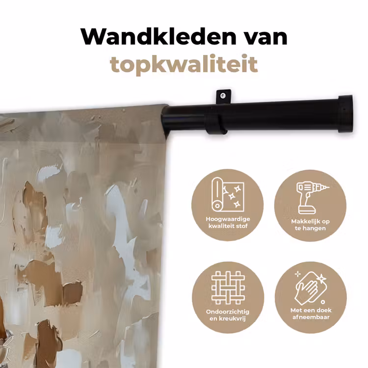 Vrouw - Verf - Abstract - Beige - Modern Wandkleed katoen klein -sfeer2