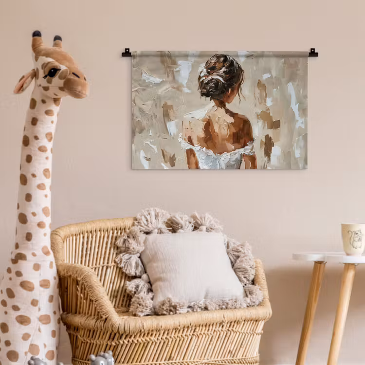 Vrouw - Verf - Abstract - Beige - Modern Wandkleed katoen klein -wsfeer5_kind