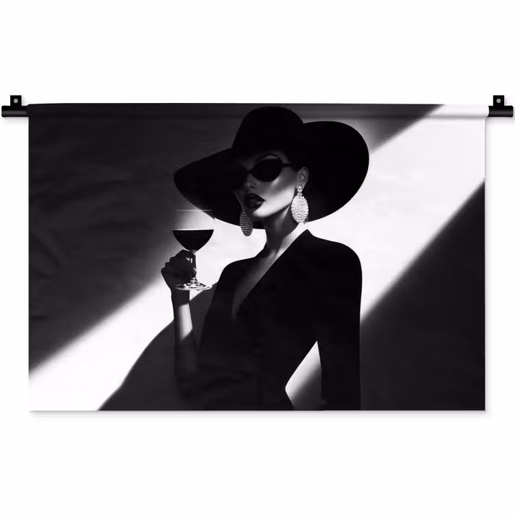 Vrouw - Wijn - Chic Wandkleed katoen klein -zz3d