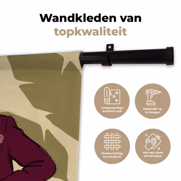 Vrouw - Wijn - Portret - Mode - Modern Wandkleed katoen klein -sfeer2