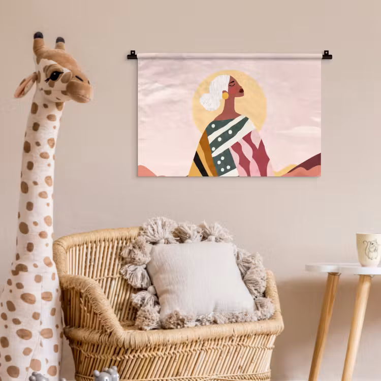 Vrouw - Zon - Kleurrijk Wandkleed katoen klein -wsfeer5_kind