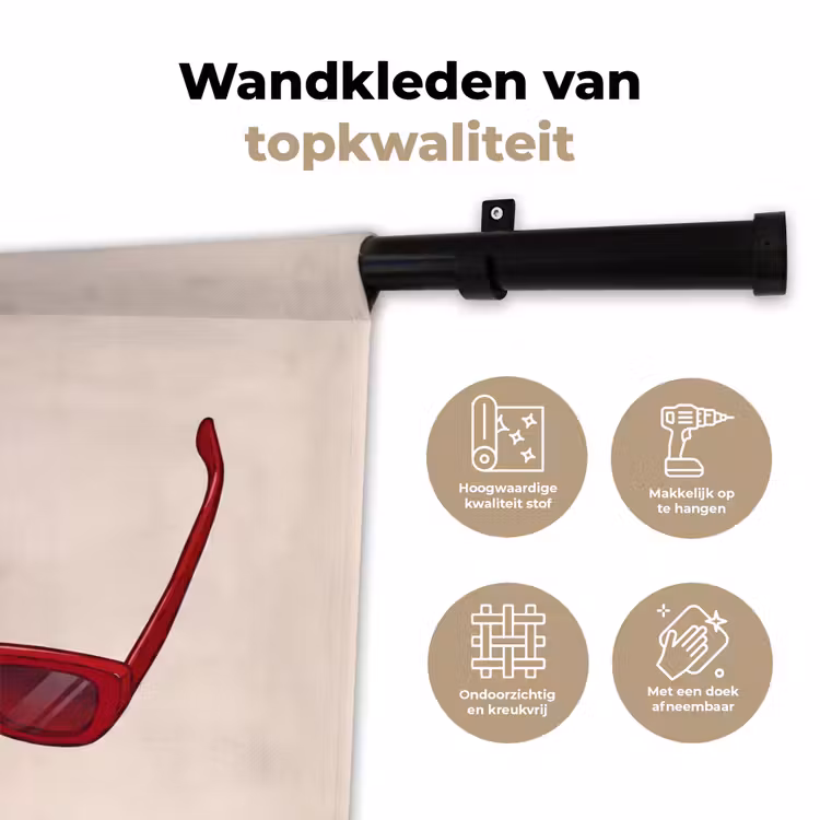 Vrouw - Zonnebril - Mode - Rood - Illustratie Wandkleed katoen klein -sfeer2