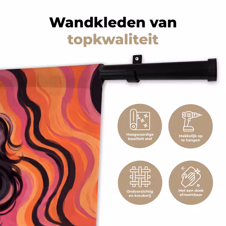 Vrouw - Zonnebril - Modern - Portret - Oranje Wandkleed katoen klein -sfeer2