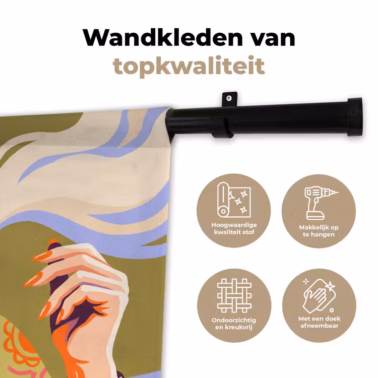 Vrouw - Zonnebril - Portret - Modern - Kleurrijk Wandkleed katoen klein -sfeer2