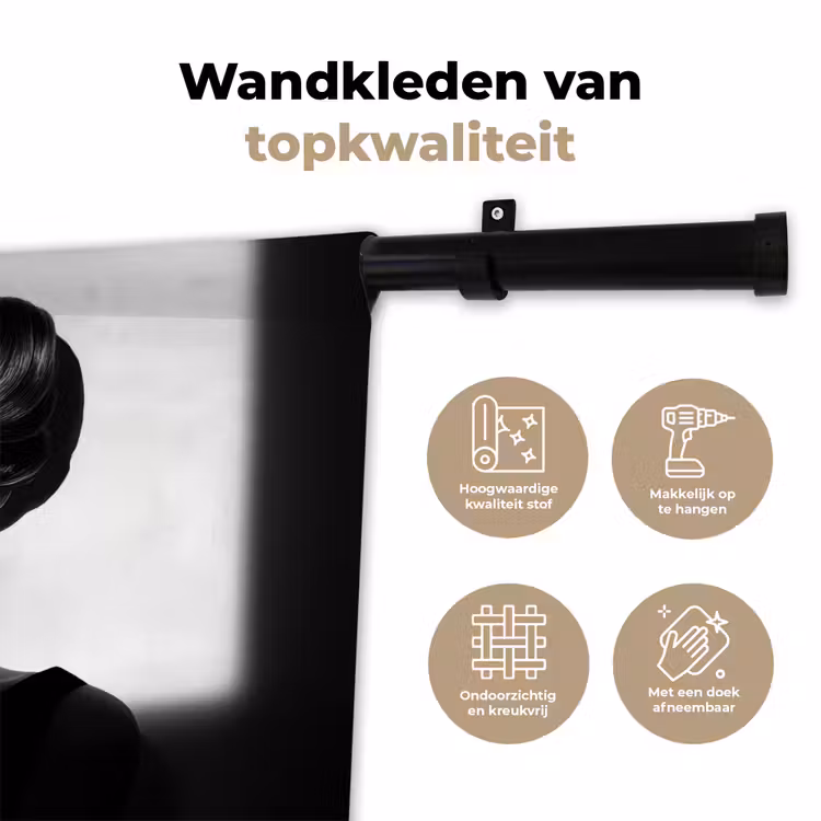 Vrouw - Zwart - Hart Wandkleed katoen klein -sfeer2