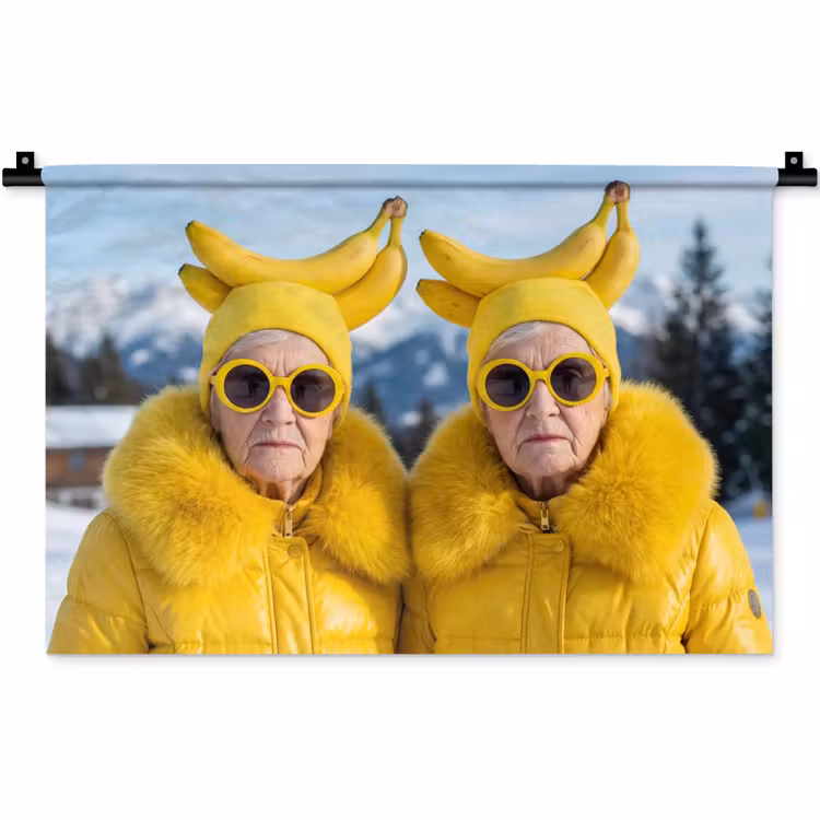Vrouwen - Bananen - Geel Wandkleed katoen klein -zz3d