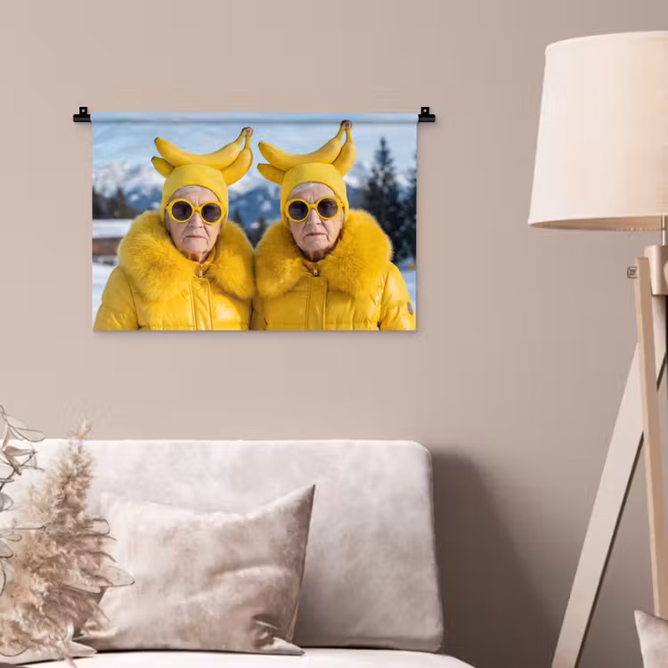 Vrouwen - Bananen - Geel Wandkleed katoen klein -sfeer4