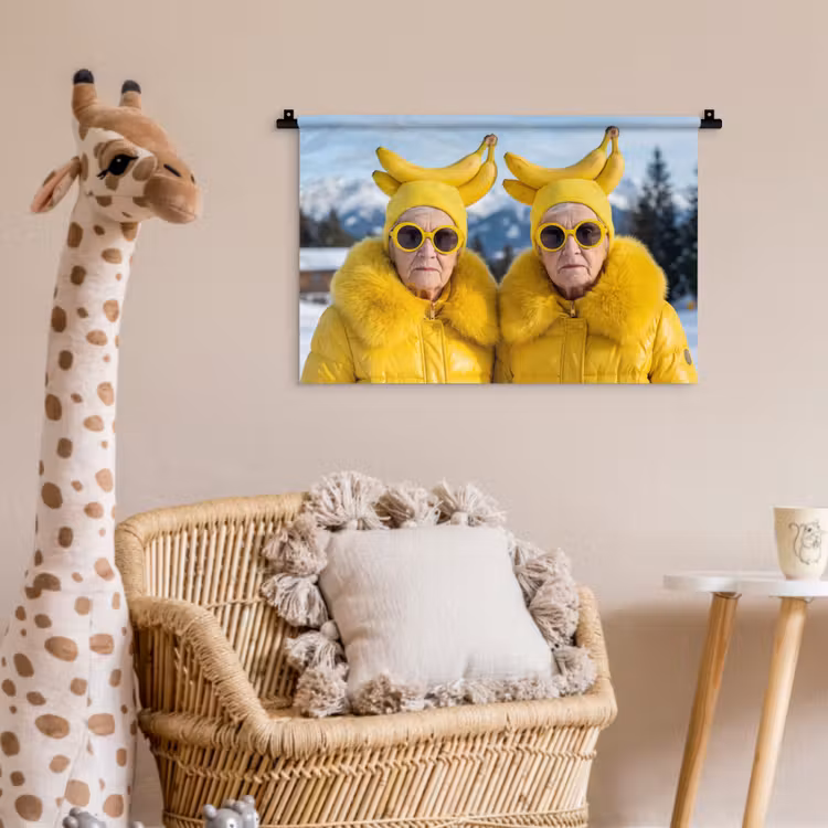 Vrouwen - Bananen - Geel Wandkleed katoen klein -wsfeer5_kind