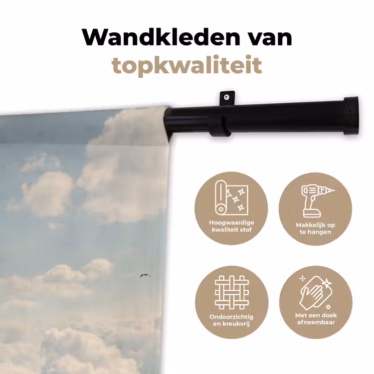 Wandkleed - Vrouwen - Duikhouding - Wolken - Vrouwen - Duikhouding - Wolken Wandkleed katoen klein