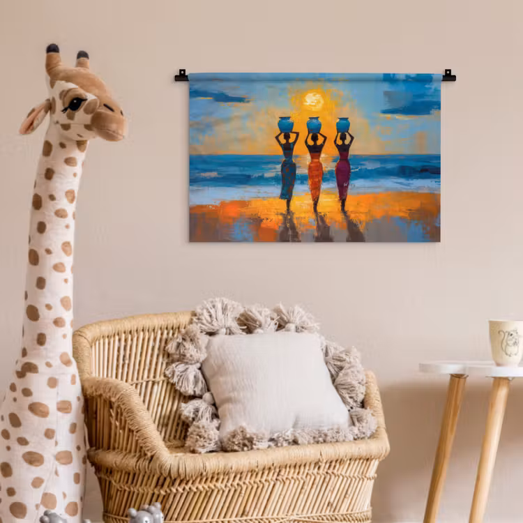 Vrouwen - Strand - Zondsondergang Wandkleed katoen klein -wsfeer5_kind