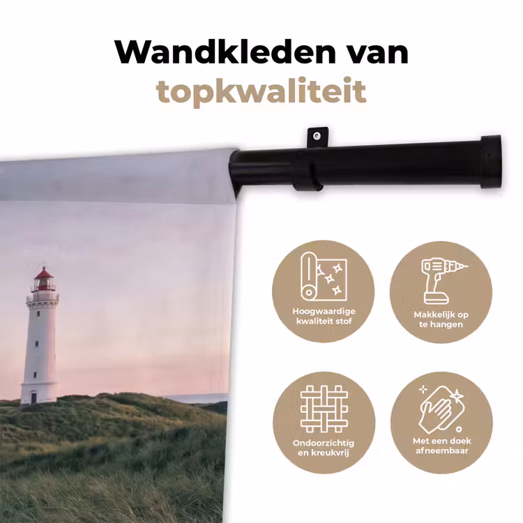 Vuurtoren - Duinlandschap - Zee Wandkleed katoen klein -sfeer2