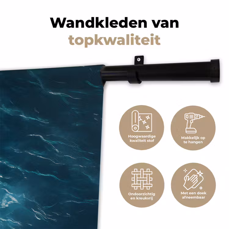 Vuurtoren - Rots - Zee - Golven Wandkleed katoen klein -sfeer2