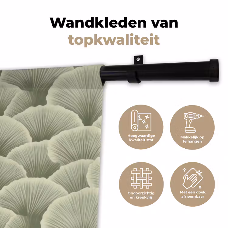 Waaier - Blad - Groen Wandkleed katoen klein 269 -sfeer2