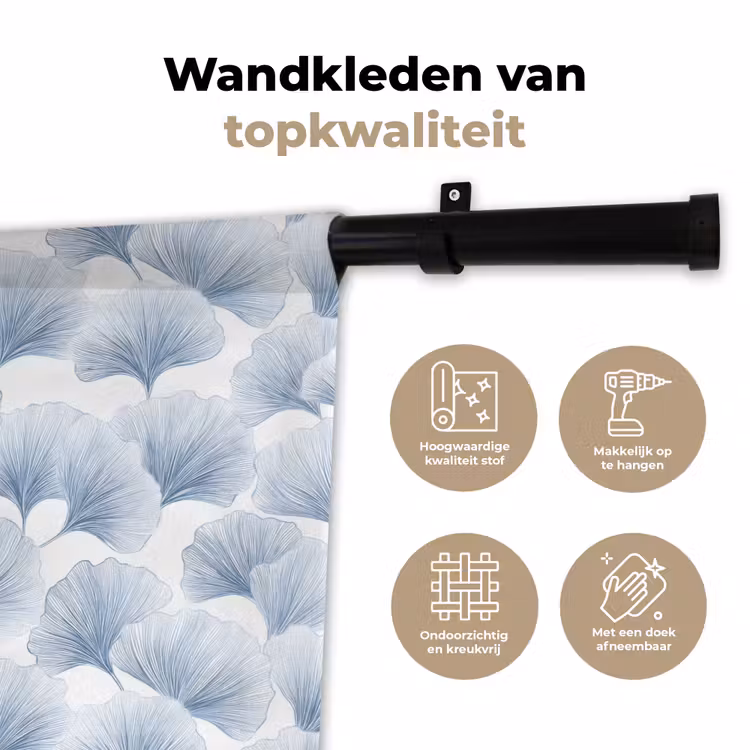 Waaier - Modern - Blauw Wandkleed katoen klein 269 -sfeer2