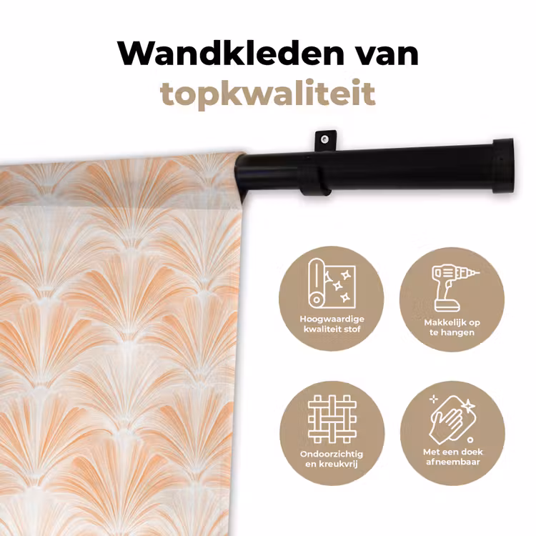 Waaier - Patroon - Perzik Wandkleed katoen klein 269 -sfeer2