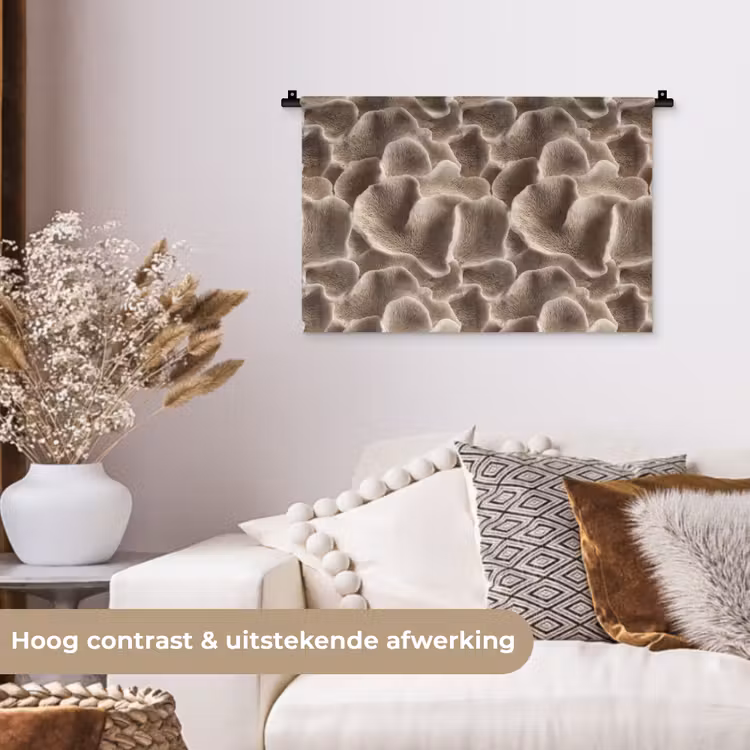 Waaiervorm - Beige - Vezel textuur Wandkleed katoen klein 269 -sfeer1