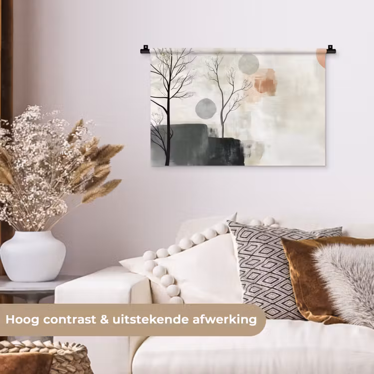 Wabi sabi - Beige - Plant Wandkleed katoen klein -sfeer1