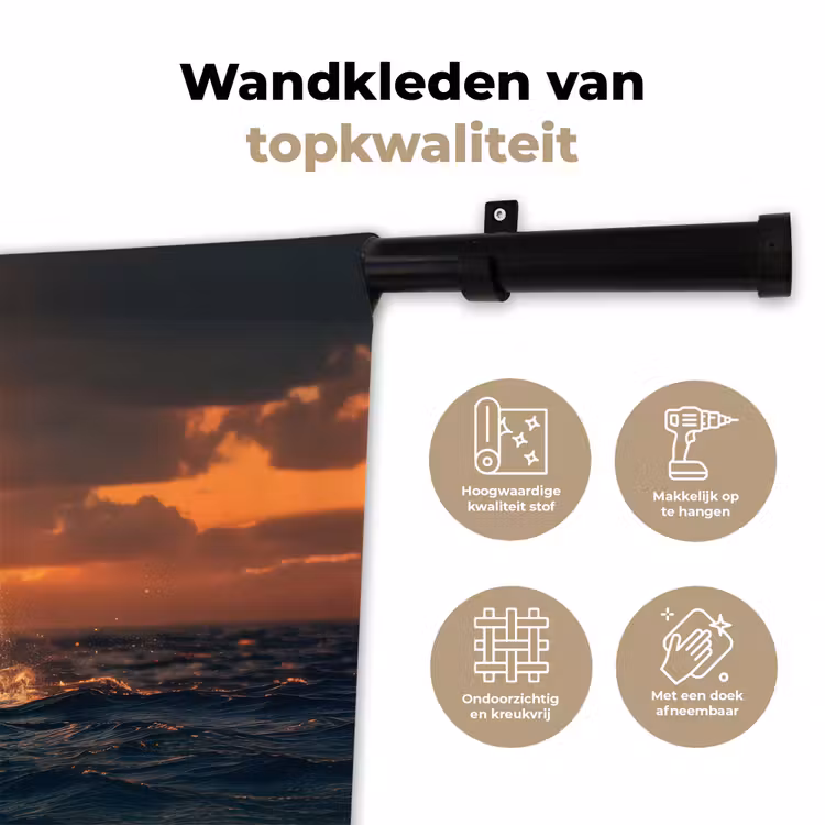 Walvis staart - Water - Zonsondergang Wandkleed katoen klein -sfeer2