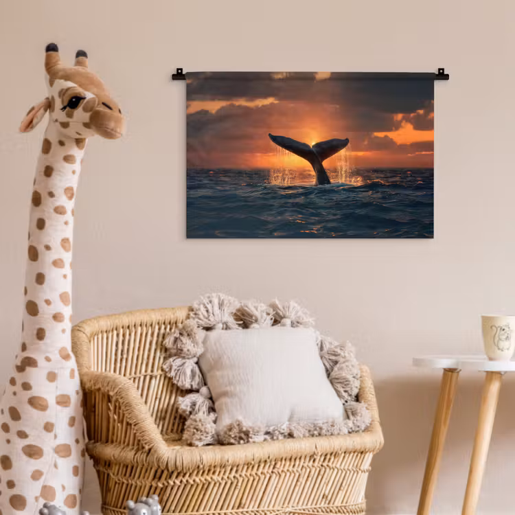 Walvis staart - Water - Zonsondergang Wandkleed katoen klein -wsfeer5_kind